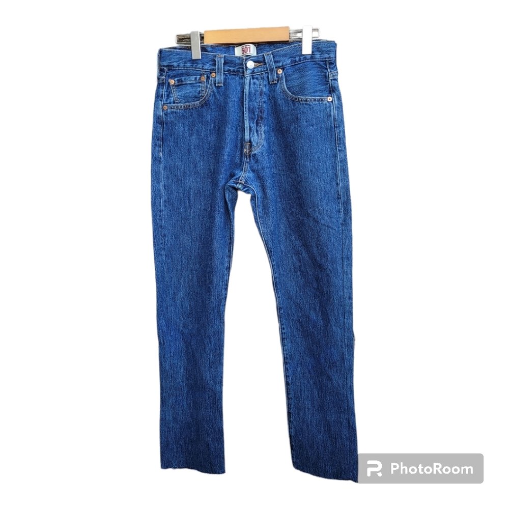 Levi's 501 Straight Leg Button Fly Raw Hem